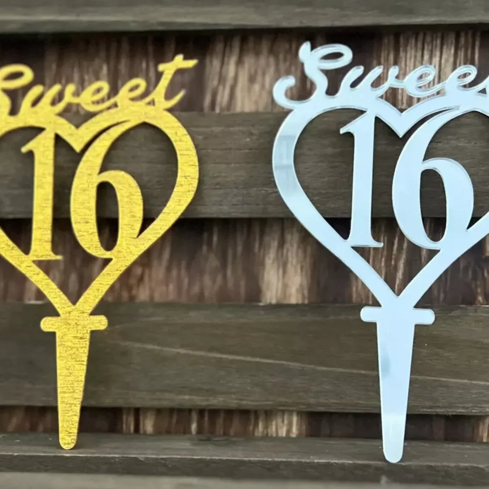 Plastic Heart Sweet 16 Cake Topper Birthday Decoration